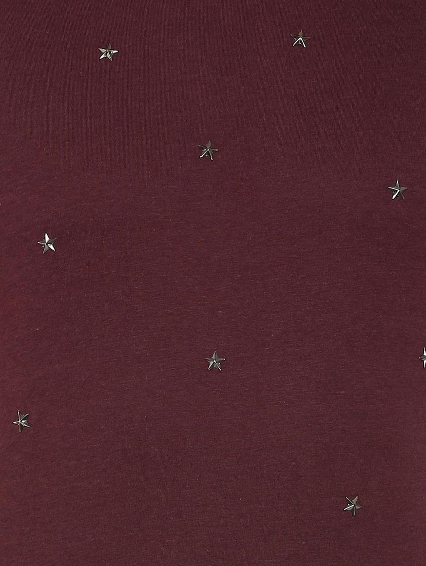 maroon cotton blend t-shirt - 15730004 - Zoom Image - 4