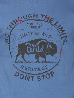 blue cotton chest print t-shirt - 15730010 - Standard Image - 4