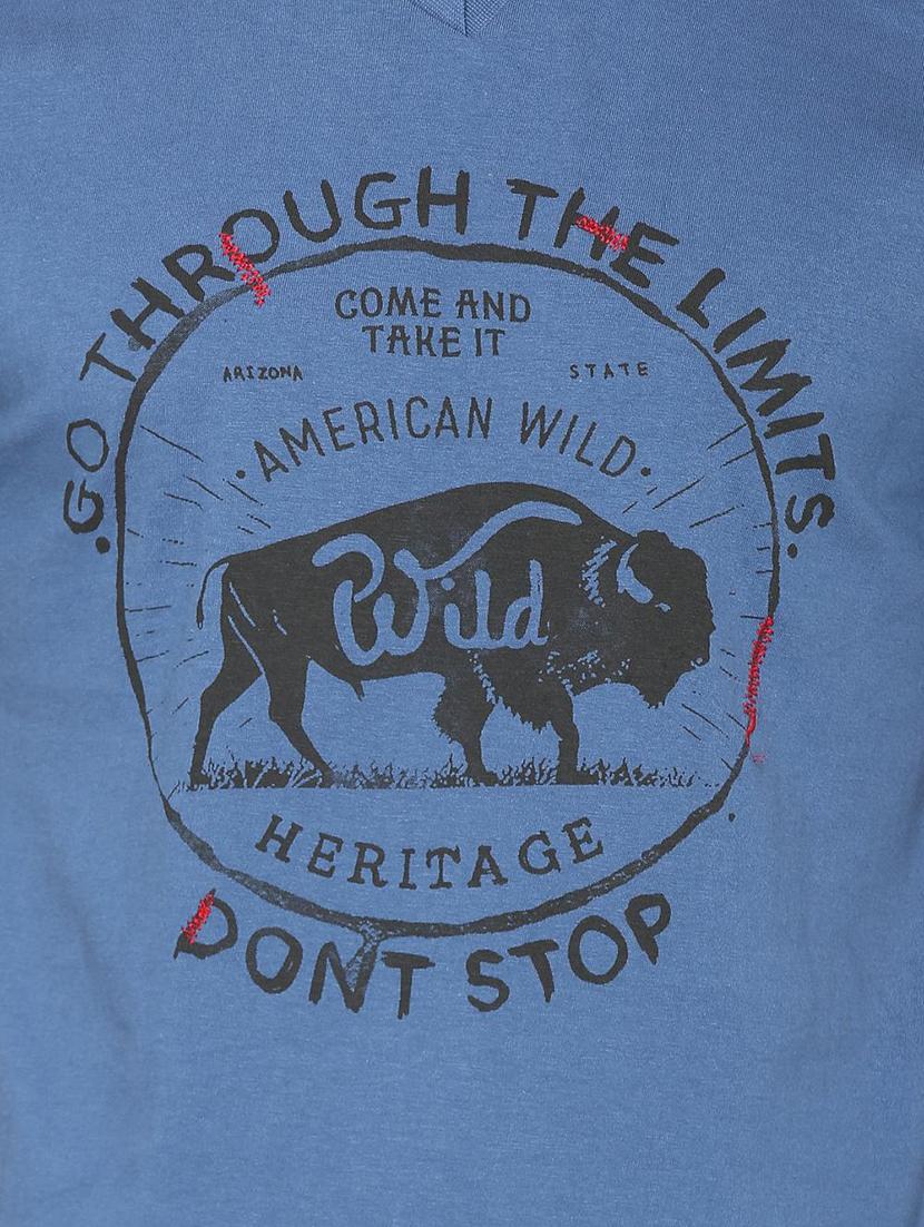 blue cotton chest print t-shirt - 15730010 - Zoom Image - 4