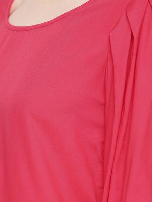 pleated sleeved round neck tunic - 15730315 - Standard Image - 4