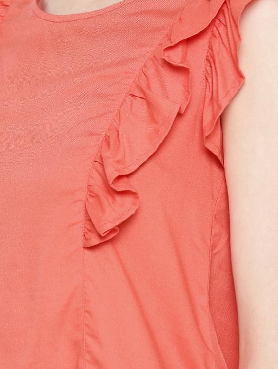 ruffled trim ruched detail top - 15730317 - Zoom Image - 4