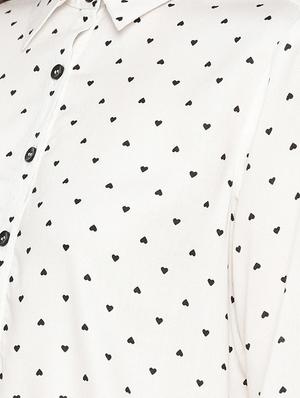 button detail heart print tunic - 15730326 - Standard Image - 4