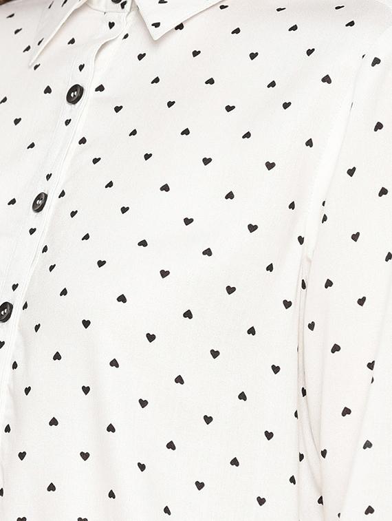 button detail heart print tunic - 15730326 - Zoom Image - 4