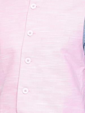 blue cotton kurta pyjama set with nehru jacket - 15731532 - Standard Image - 4