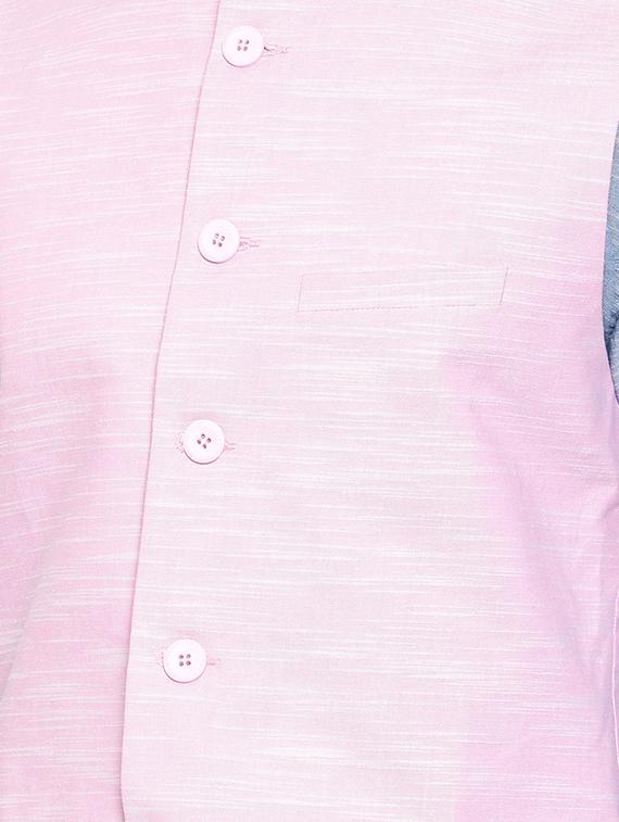 blue cotton kurta pyjama set with nehru jacket - 15731532 - Zoom Image - 4