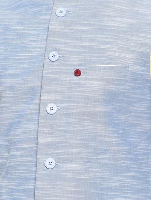 yellow cotton kurta pyjama set with nehru jacket - 15731538 - Standard Image - 4