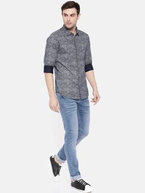navy blue cotton casual shirt - 15731570 - Standard Image - 4