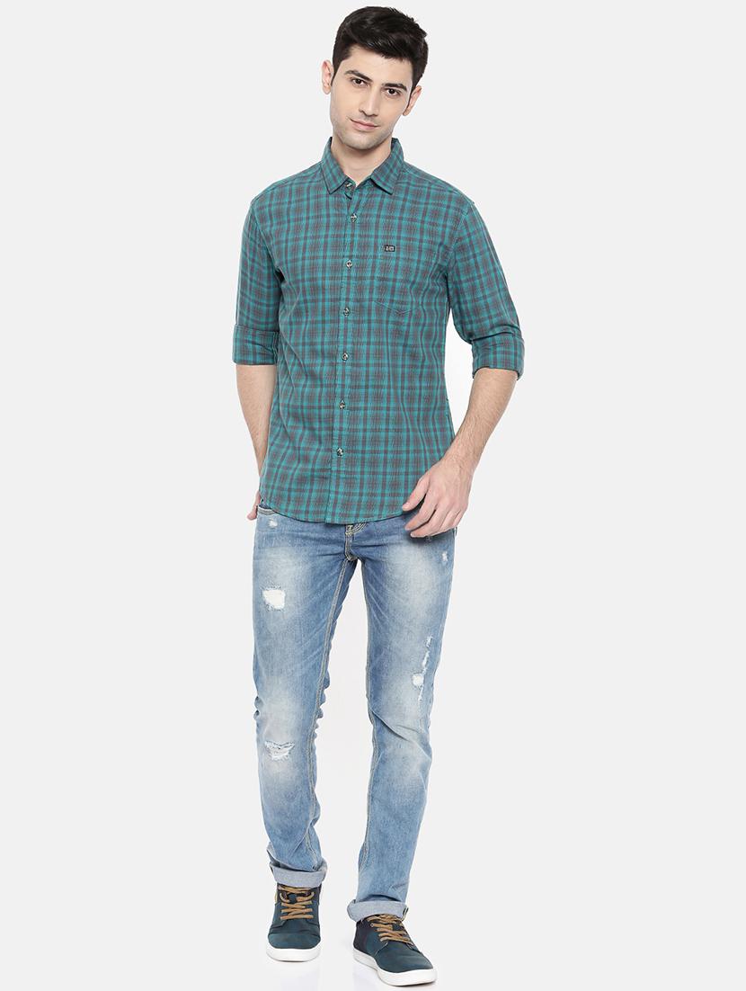 blue cotton casual shirt - 15731577 - Zoom Image - 4