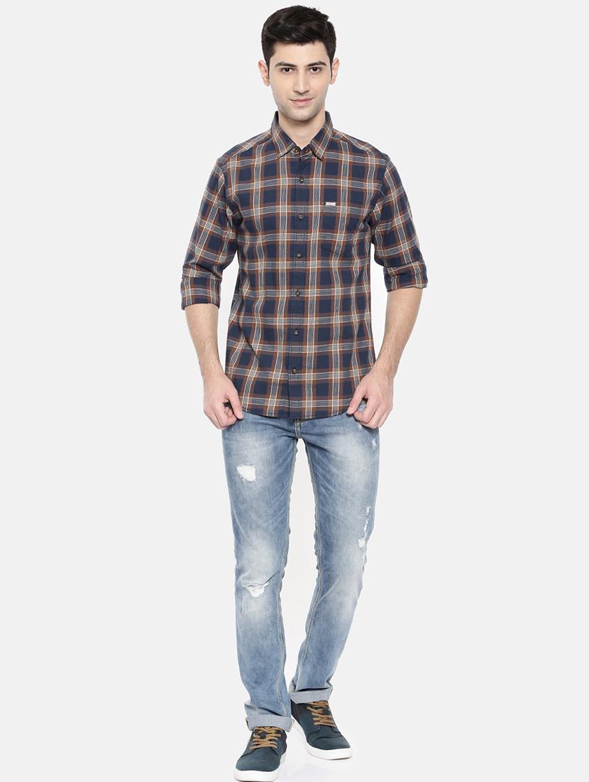 navy blue cotton casual shirt - 15731619 - Zoom Image - 4