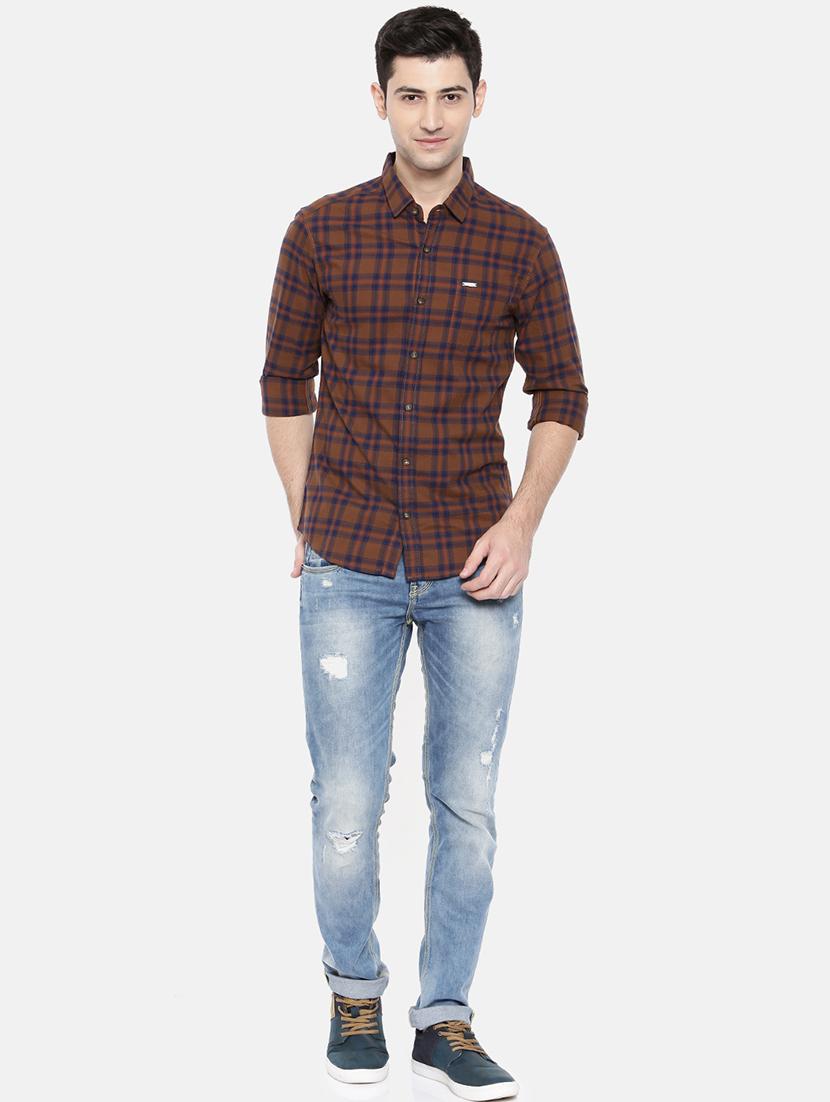 brown cotton casual shirt - 15731620 - Zoom Image - 4