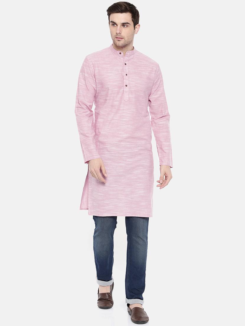 pink cotton long kurta - 15731641 - Zoom Image - 4