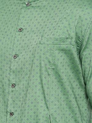 green cotton asymmetric kurta - 15731647 - Standard Image - 4