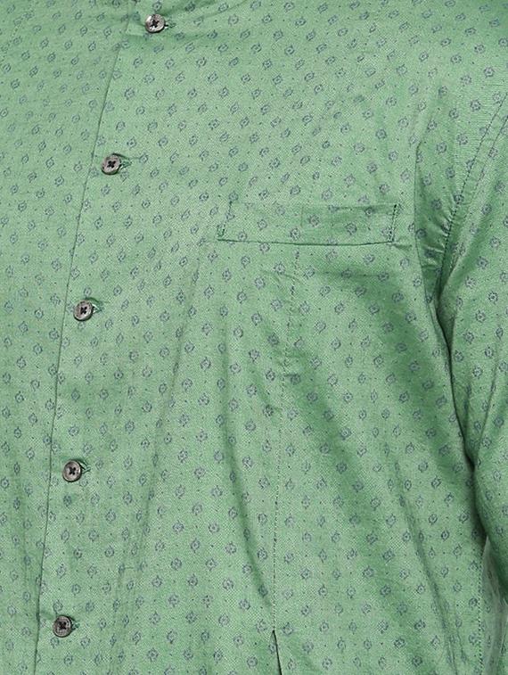 green cotton asymmetric kurta - 15731647 - Zoom Image - 4