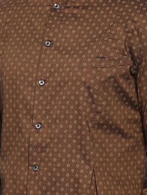 brown cotton asymmetric kurta - 15731649 - Standard Image - 4