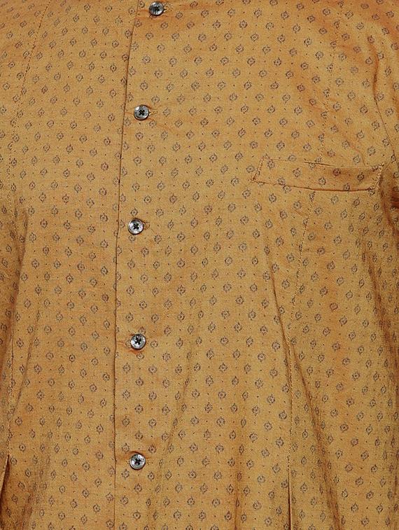 yellow cotton asymmetric kurta - 15731651 - Zoom Image - 4