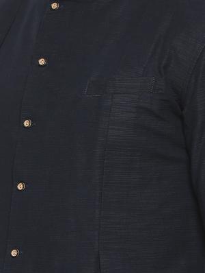 navy blue cotton asymmetric kurta - 15731662 - Standard Image - 4