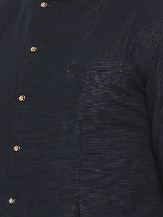 navy blue cotton asymmetric kurta - 15731662 - Zoom Image - 4