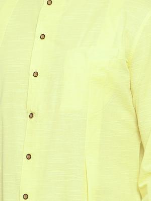 yellow cotton asymmetric kurta - 15731665 - Standard Image - 4