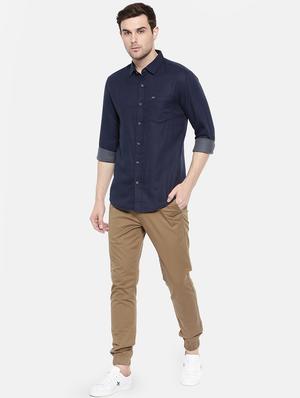 navy blue cotton casual shirt - 15731668 - Standard Image - 4