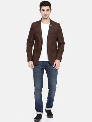 brown cotton single breasted blazer - 15731670 - Standard Image - 4