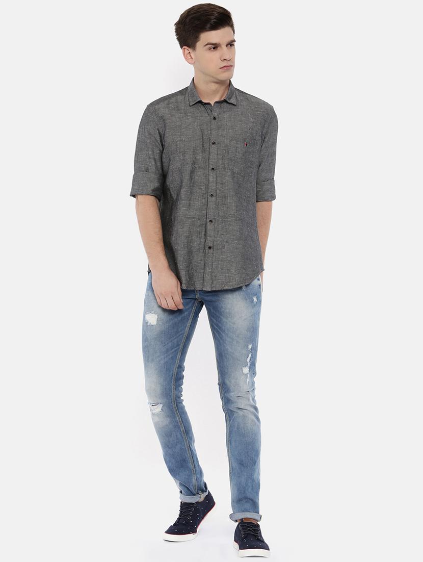 grey linen casual shirt - 15731802 - Zoom Image - 4