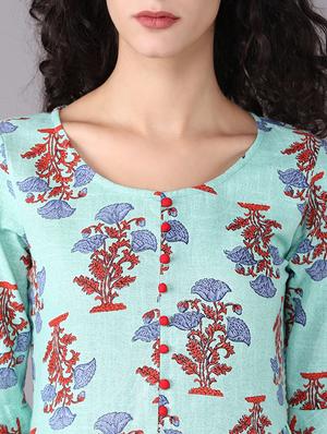 Printed bell sleeved kurta with palazzo set - 15731809 - Standard Image - 4
