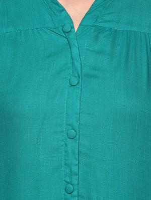 Teal solid straight kurta - 15732976 - Standard Image - 4