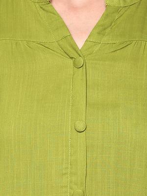 Mehandi solid straight kurta - 15732977 - Standard Image - 4