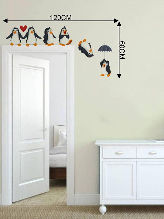Rawpockets Wall Decals ' Living Room : Funny Penguins ' Wall stickers (PVC Vinyl) Multicolour - 15733863 - Zoom Image - 4