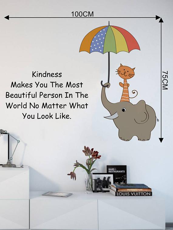 Rawpockets Wall Decals ' Kindness Quote and Cartoon ' Wall stickers (PVC Vinyl) Multicolour - 15733868 - Zoom Image - 4