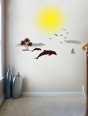 Rawpockets Wall Decals ' Beach and Sunset Story ' Wall stickers (PVC Vinyl) Multicolour - 15733869 - Standard Image - 4