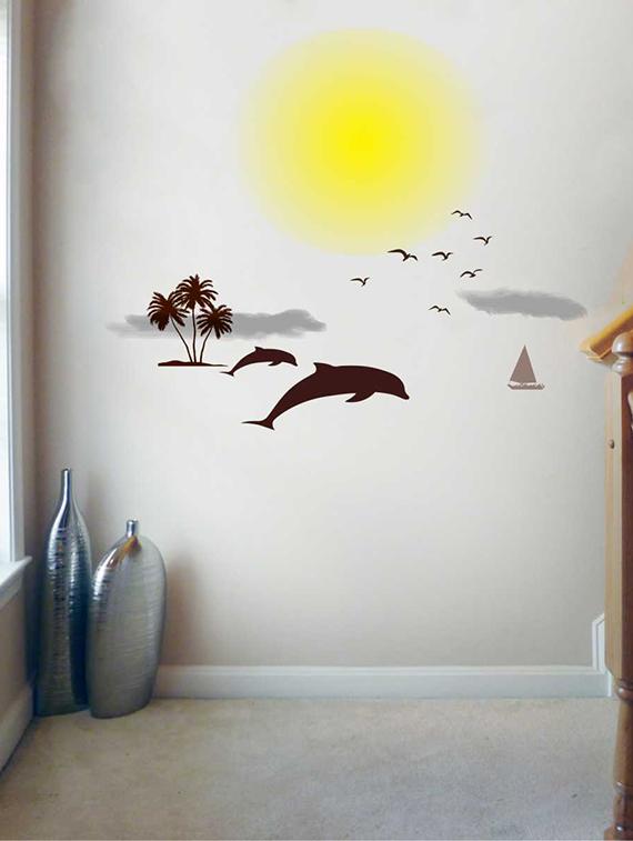 Rawpockets Wall Decals ' Beach and Sunset Story ' Wall stickers (PVC Vinyl) Multicolour - 15733869 - Zoom Image - 4
