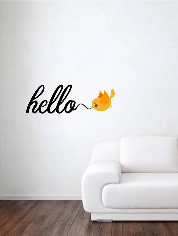 Rawpockets Wall Decals ' Hello Bird ' Wall stickers (PVC Vinyl) Multicolour - 15733874 - Zoom Image - 4