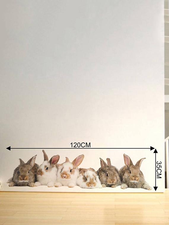 Rawpockets Wall Decals ' Living Room Group Of Rabbit ' Wall stickers (PVC Vinyl) Multicolour - 15733879 - Zoom Image - 4