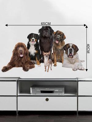 Rawpockets Wall Decals ' Living Room Cute Dog Family ' Wall stickers (PVC Vinyl) Multicolour - 15733883 - Standard Image - 4