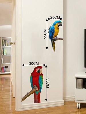 Rawpockets Wall Decals ' Green Wing Macaw Parrot ' Wall stickers (PVC Vinyl) Multicolour - 15733887 - Standard Image - 4