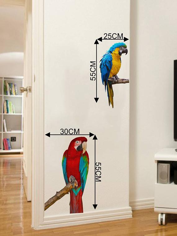 Rawpockets Wall Decals ' Green Wing Macaw Parrot ' Wall stickers (PVC Vinyl) Multicolour - 15733887 - Zoom Image - 4