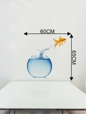 Rawpockets Wall Decals ' Living Room Fish Jumping From Pot ' Wall stickers (PVC Vinyl) Multicolour - 15733891 - Standard Image - 4