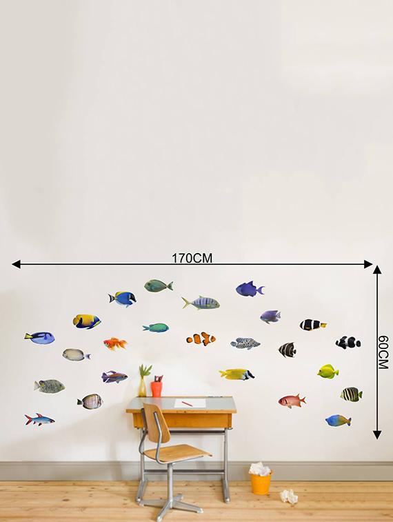 Rawpockets Wall Decals ' Living Room Fish Family ' Wall stickers (PVC Vinyl) Multicolour - 15733893 - Zoom Image - 4