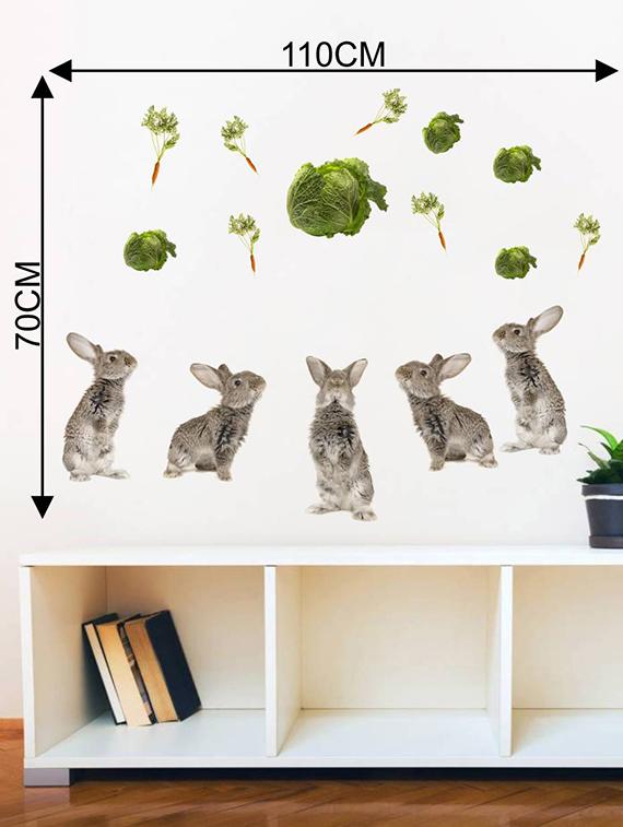Rawpockets Wall Decals ' Living Room Rabbit Dream ' Wall stickers (PVC Vinyl) Multicolour - 15733894 - Zoom Image - 4