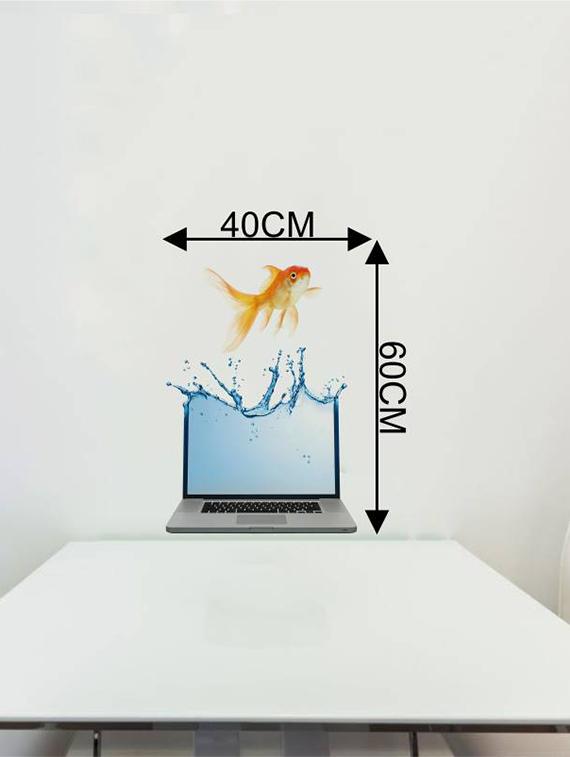 Rawpockets Wall Decals ' Fish and Laptop Abstract ' Wall stickers (PVC Vinyl) Multicolour - 15733900 - Zoom Image - 4