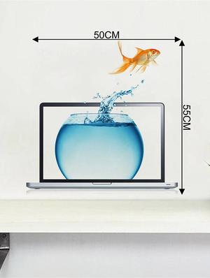 Rawpockets Wall Decals ' Laptop and Fish Bowl Abstract ' Wall stickers (PVC Vinyl) Multicolour - 15733901 - Standard Image - 4