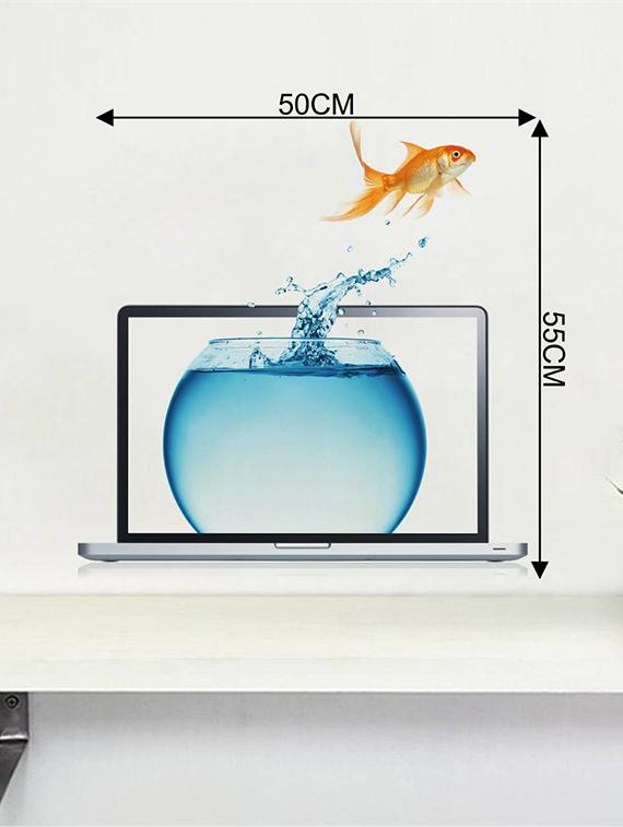 Rawpockets Wall Decals ' Laptop and Fish Bowl Abstract ' Wall stickers (PVC Vinyl) Multicolour - 15733901 - Zoom Image - 4