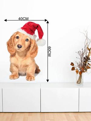 Rawpockets Wall Decals ' Dog with Christmas Cap ' Wall stickers (PVC Vinyl) Multicolour - 15733903 - Standard Image - 4