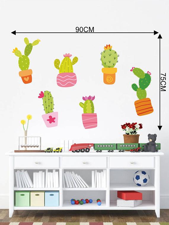 Rawpockets Wall Decals ' Cactus Story ' Wall stickers (PVC Vinyl) Multicolour - 15733904 - Zoom Image - 4