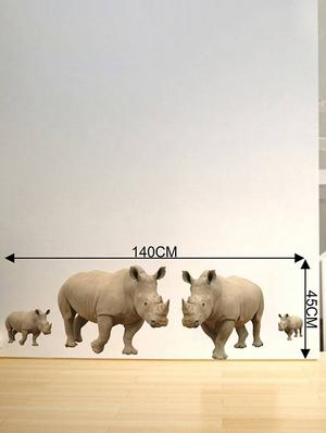 Rawpockets Wall Decals ' Rhinoceros Family ' Wall stickers (PVC Vinyl) Multicolour - 15733906 - Standard Image - 4
