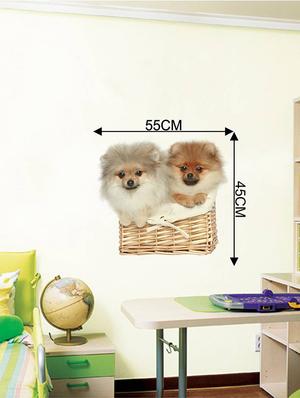 Rawpockets Wall Decals ' Cute Puppies on Basket ' Wall stickers (PVC Vinyl) Multicolour - 15733907 - Standard Image - 4