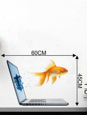 Rawpockets Wall Decals ' Fish Out of Laptop Abstract ' Wall stickers (PVC Vinyl) Multicolour - 15733911 - Standard Image - 4