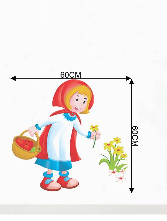 Rawpockets Wall Decals ' Cute Girl with Flowers ' Wall stickers (PVC Vinyl) Multicolour - 15733914 - Zoom Image - 4