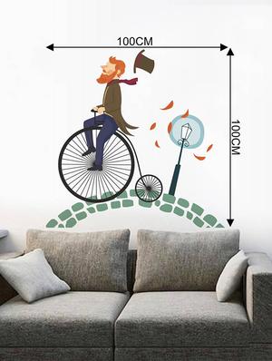 Rawpockets Wall Decals ' Beard Man on Big Cycle ' Wall stickers (PVC Vinyl) Multicolour - 15733917 - Standard Image - 4